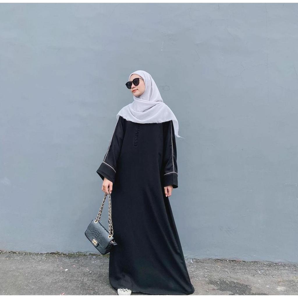 abaya gamis lengan lebar list pita putih abaya gamis hitam abaya arab abaya terbaru