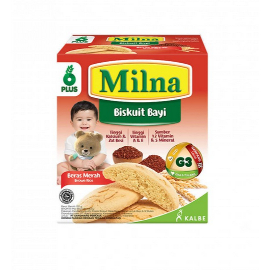 BISKUIT BAYI MILNA 6+ 110 GRAM BOX/RASA BERAS MERAH/KACANG HIJAU/ORIGINAL/PISANG/BISKUIT BAYI/SNACK 