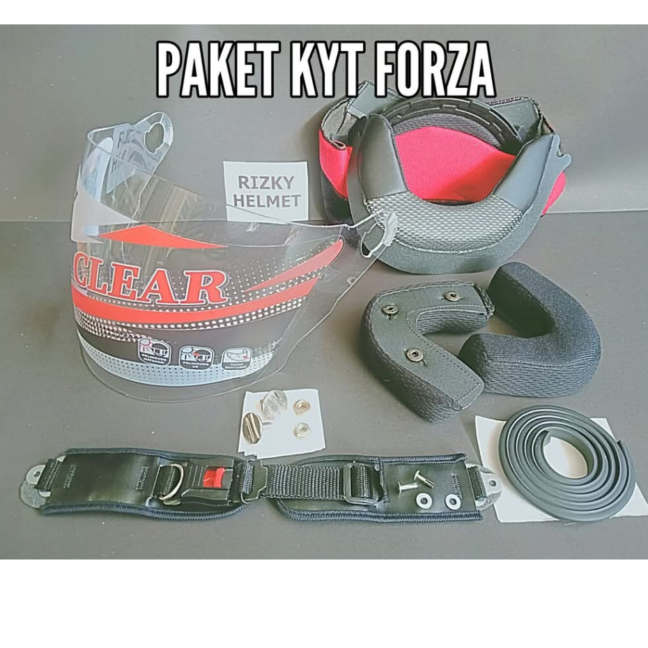 PAKET KYT FORZA, Busa Helm KYT FORZA,  KACA HELM KYT FORZA + LIS KARET + TALI HELM + BAUT MUR HELM