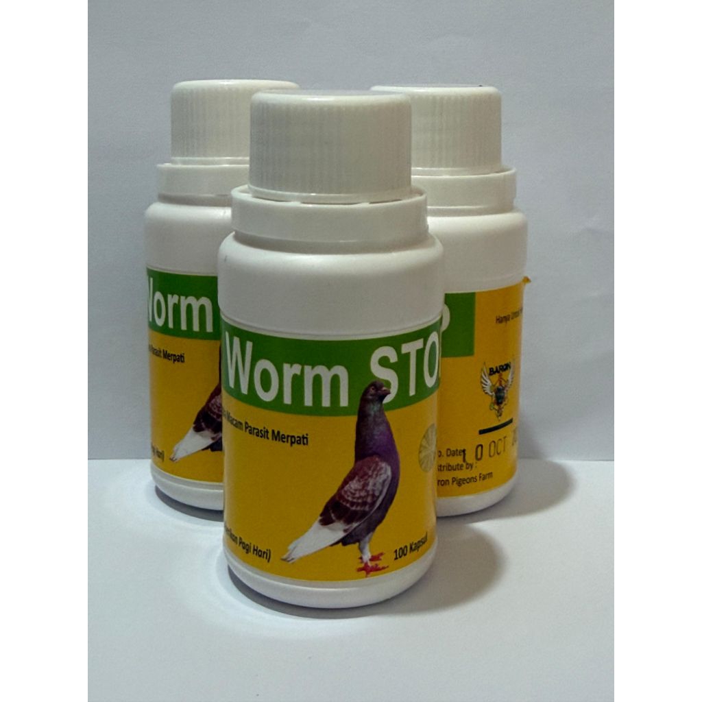 Worm stop baron 100 kapsul obat cacing merpati