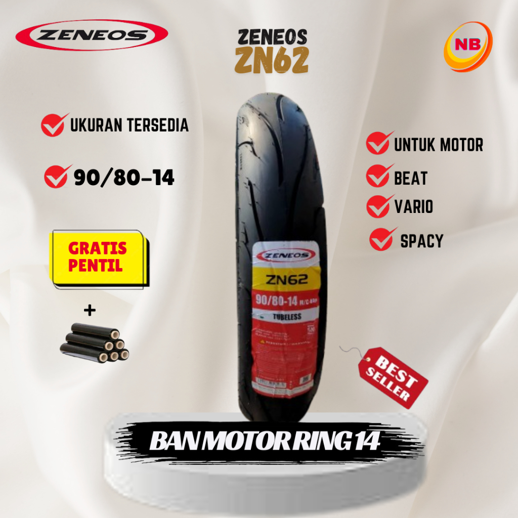 Ban Motor Matic // ZENEOS ZN62 90/80 Ring 14 Tubeless