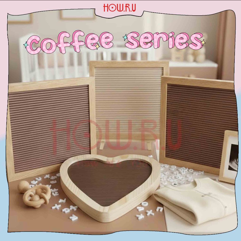 HOW.R.U | [Warna Coffee] Letter Board + Set Huruf Papan Nama Bayi Viral