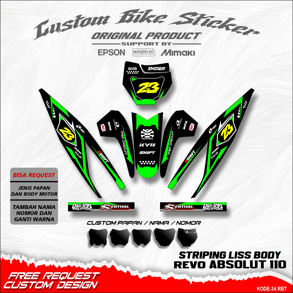 STICKER RBT REVO ABSOLUT 110 MOTOR RBT BEBEK RACING DESAIN RACING TERBARU