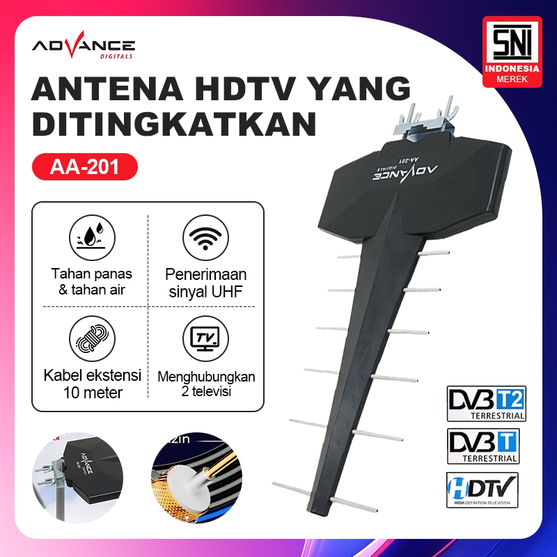Advance AA-201 Antena Outdoor Digital Analog UHF DVD-T2 Bisa Untuk STB dan Tv Dengan Booster