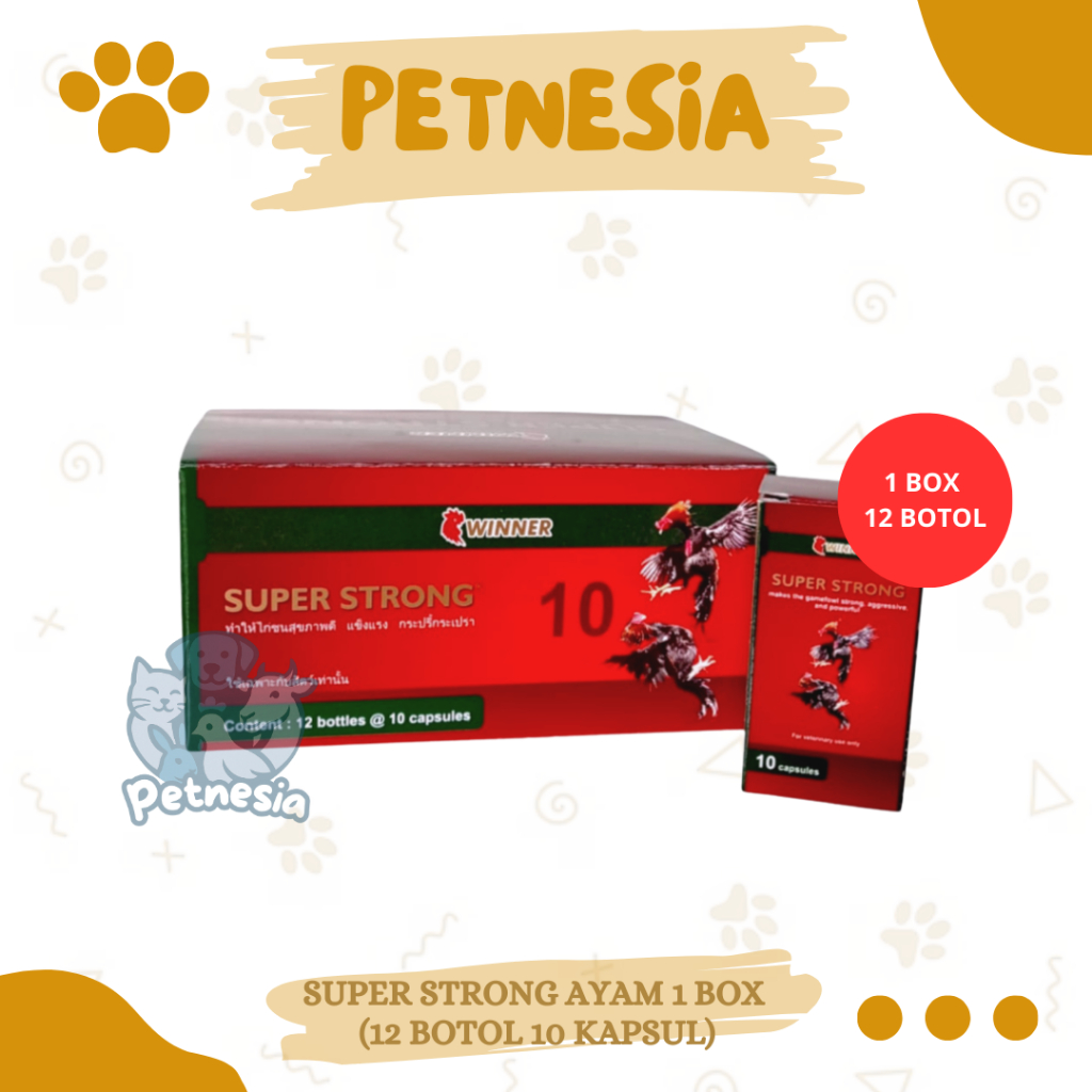 SUPER STRONG AYAM 1 BOX (12 BOTOL 10 KAPSUL) - Suplemen Vitamin Multivitamin Ayam Aduan