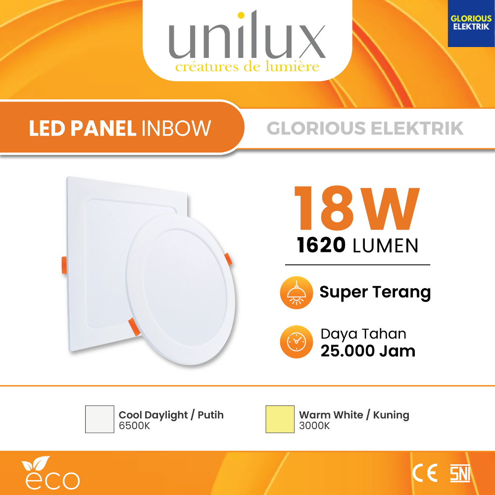 Lampu Downlight Panel LED 18 Watt Bulat Kotak Inbow