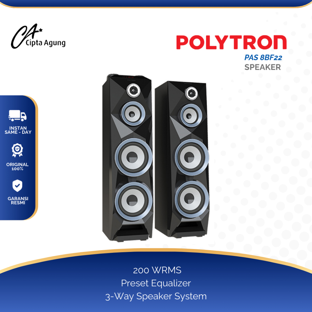 POLYTRON ACTIVE SPEAKER POLYTRON PAS 8BF22 PAS8BF22 PAS-8BF22 PAS 8 BF 22 8BF 22 8 INCH USB XBR BLUE