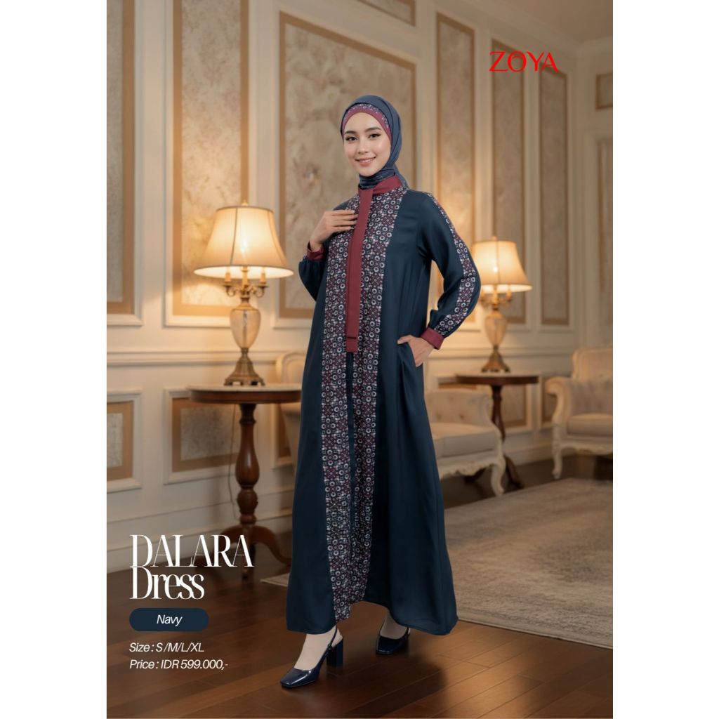 Zoya Garut - Zoya DALARA DRESS - Gamis Muslim Wanita Wudhu Friendly - Bahan Poly Textured