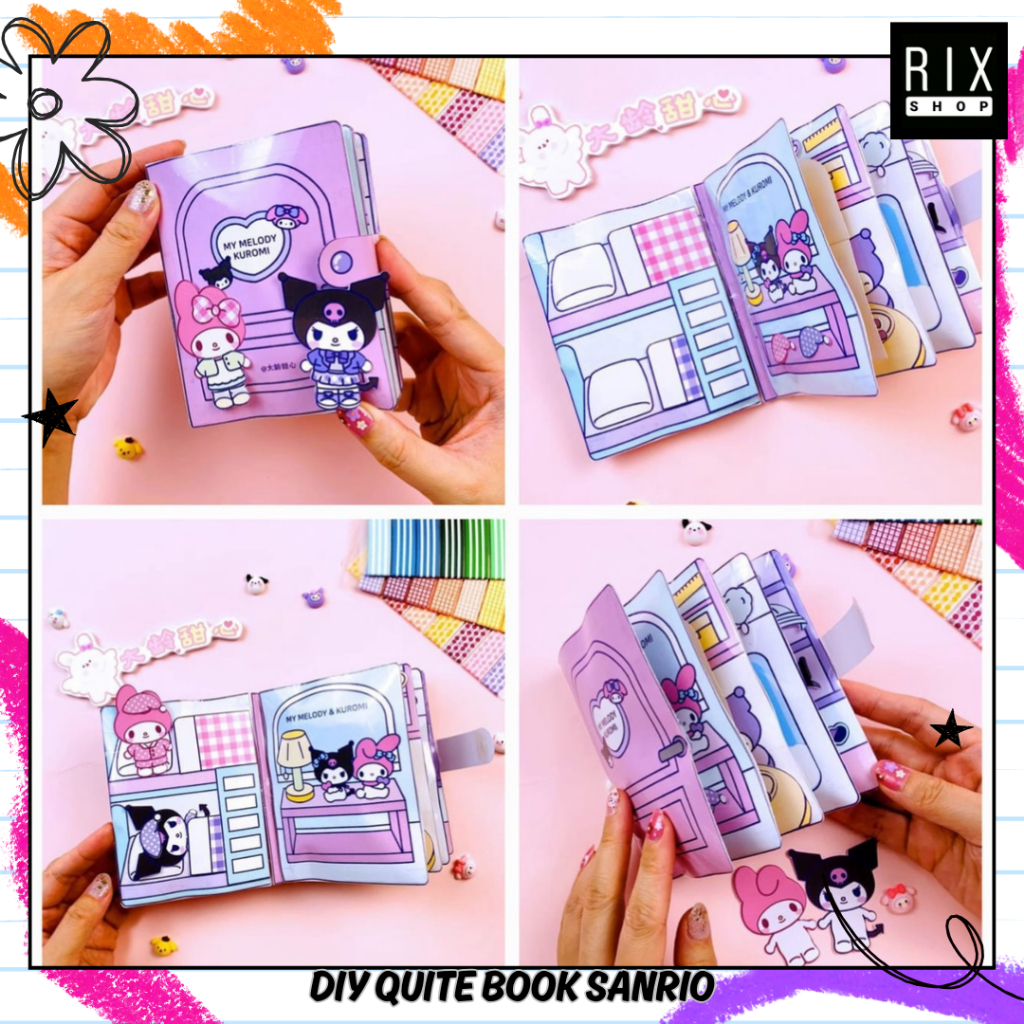RIX Sticker Quiet Book Buku Stiker Anak Sanrio / Shinchan / Spongebob