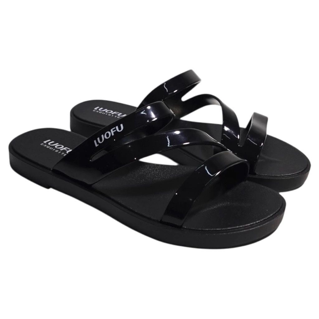 Luofu Sandal Jelly Karet Luofu F2317-BRBLACK / Sandal Luofu Wanita Terbaru