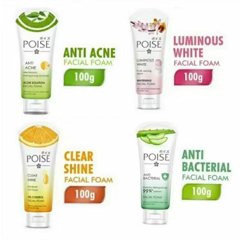 [Paket isi 2] POISE Facial Foam Luminous White Tube 100gr - Sabun Muka / Pembersih Wajah