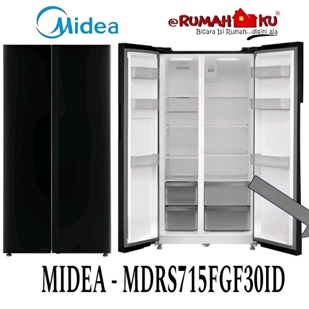 KULKAS SIDE BY SIDE MIDEA MDRS715FGF30ID 558LITER KULKAS SBS MIDEA