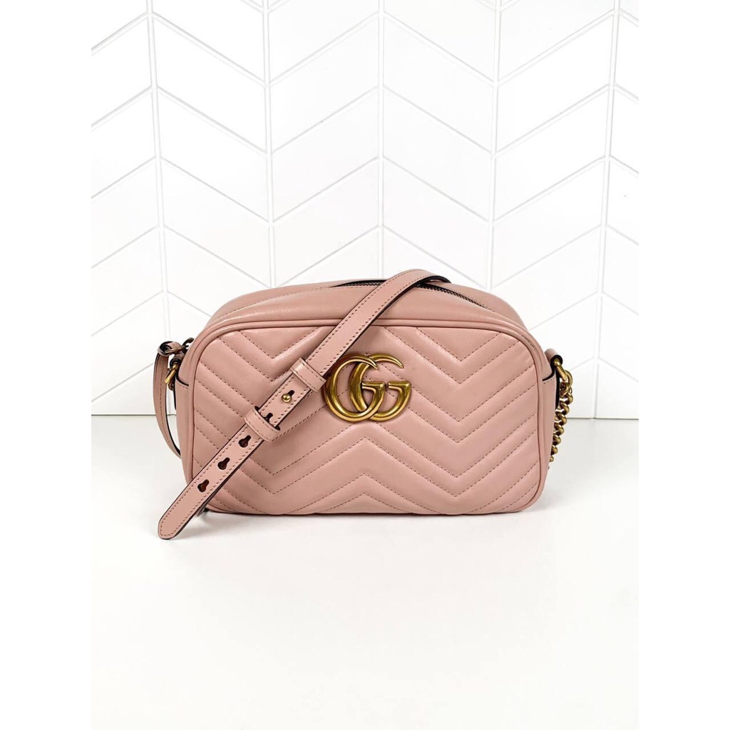 (PRELOVED) Gucci Marmont Camera Bag Small Pink GHW