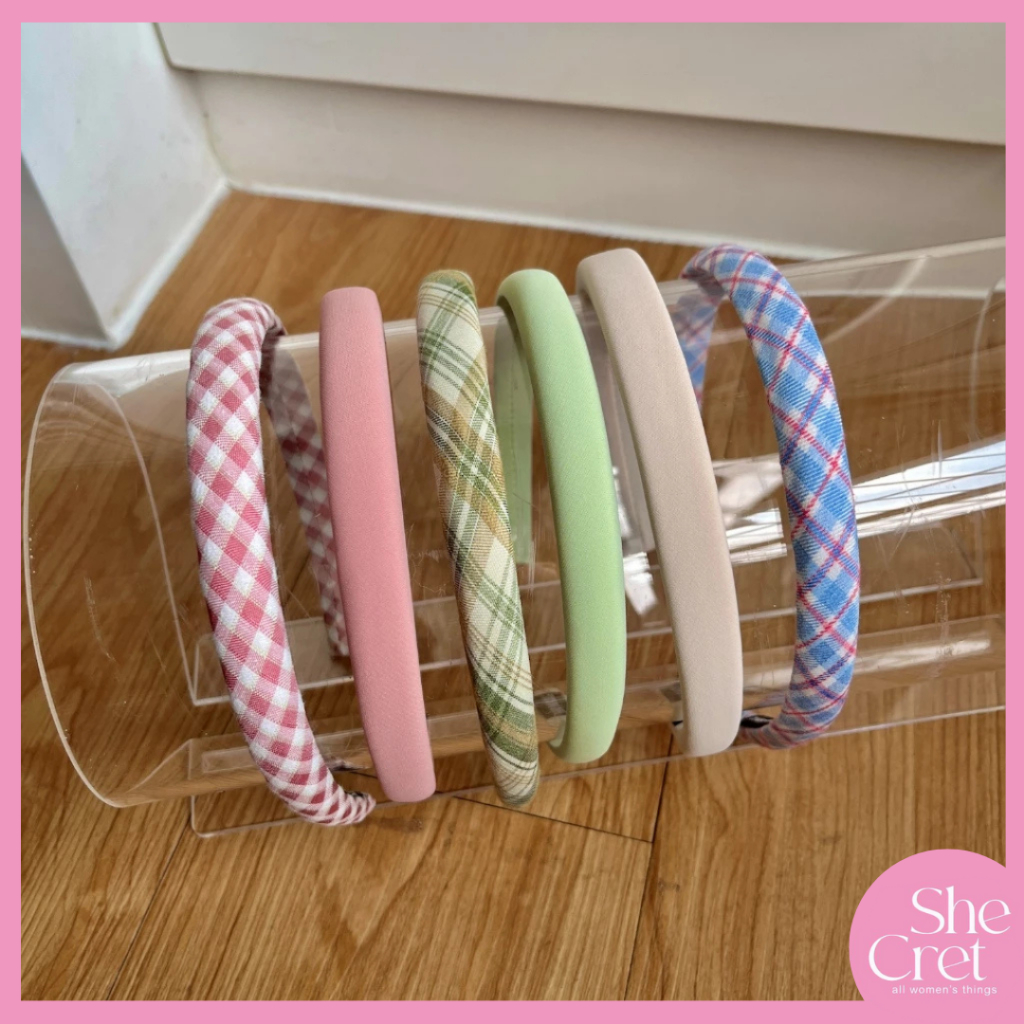 Bando Kain Motif Kotak-kotak Cottagecore Vintage Fairy Coquette Retro Korea Lucu