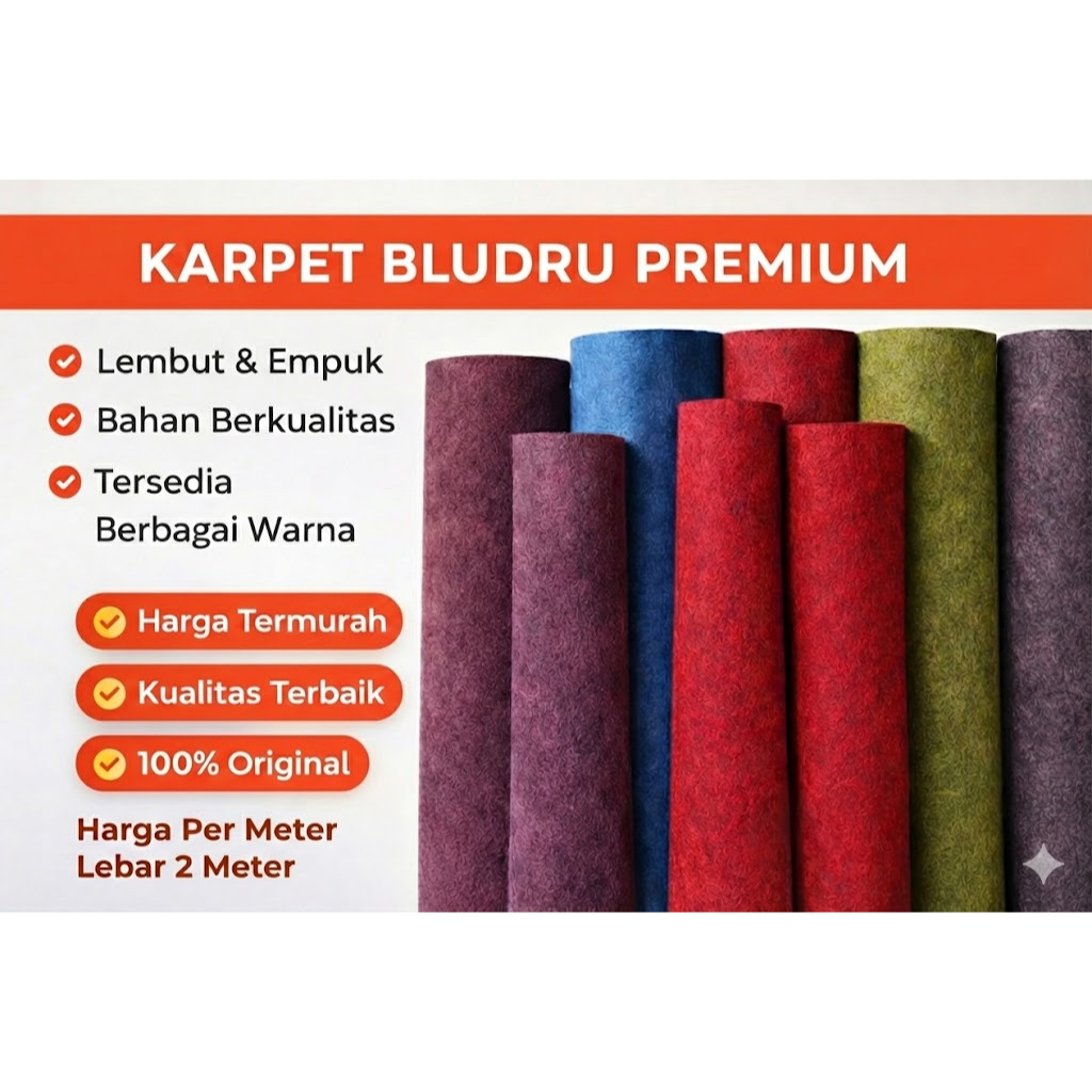 Karpet Mushola Meteran Beludru Polos | Karpet Masjid Babut Halus | Per 1 Meter