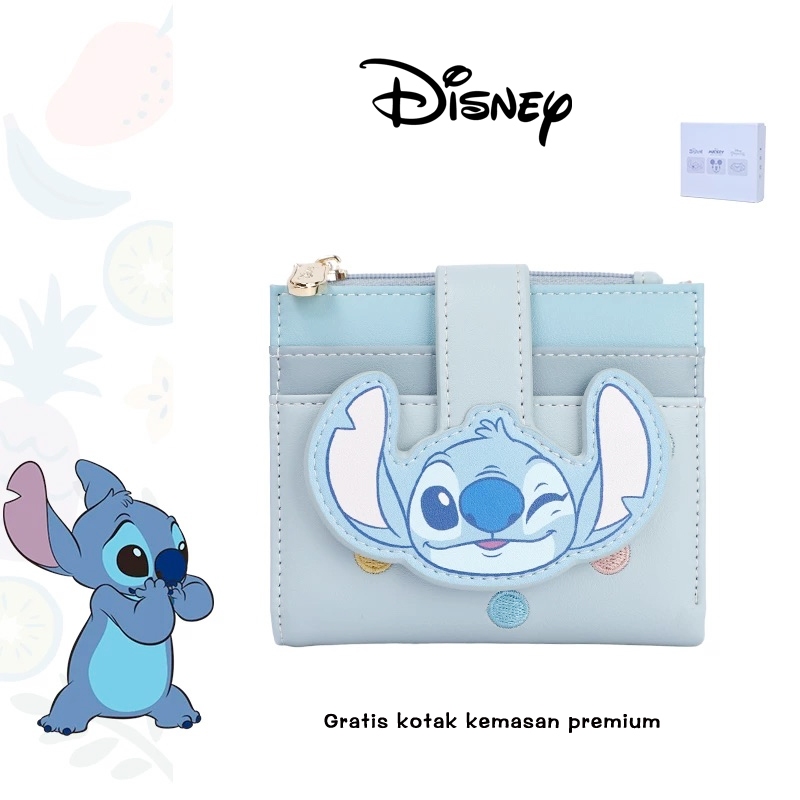 Dompet Lipat Mini Wanita Stitch Lucu Original Premium