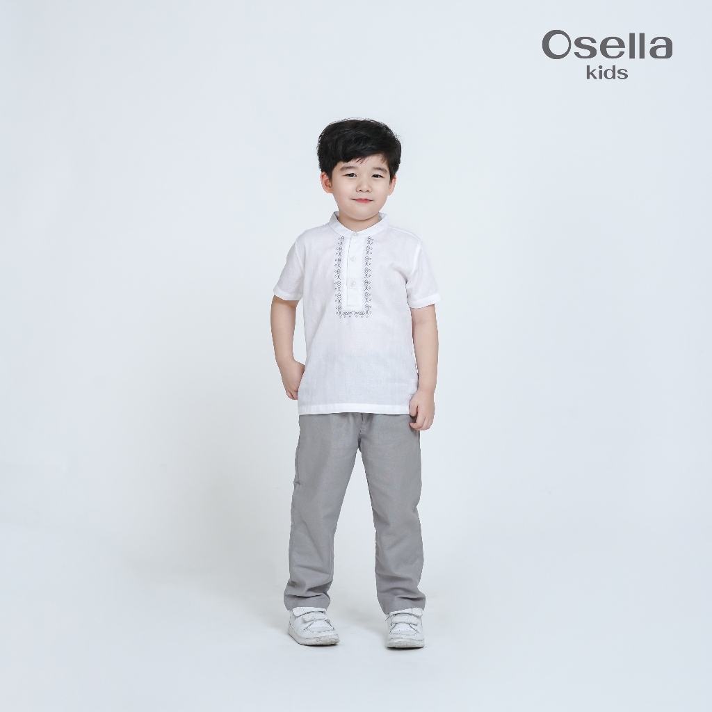 Osella Kids Koko Embroidered Koko Shirt And Pants Set 323Y6602 | Setelan Lebaran Anak Laki Laki