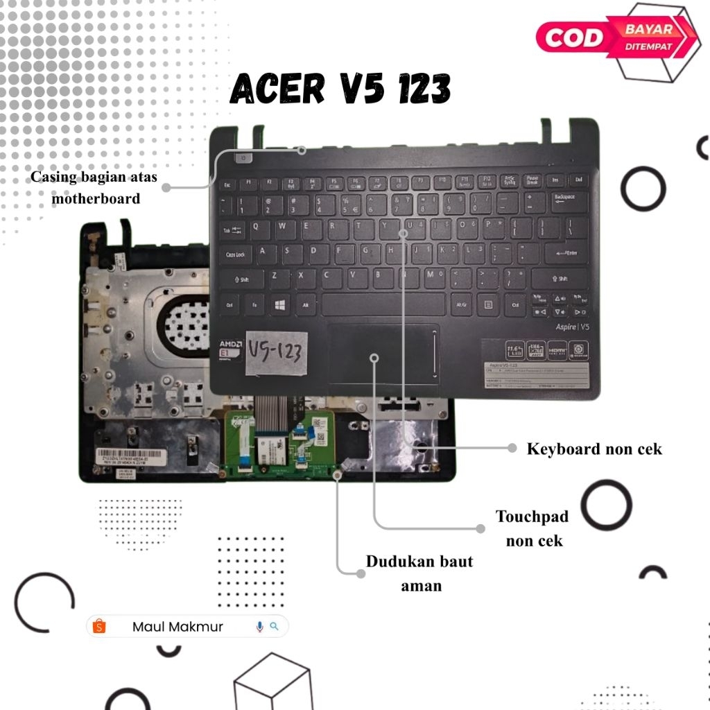 SECOND Casing Laptop Acer V5 123 | Casing C Bagian Atas Motherboard Laptop