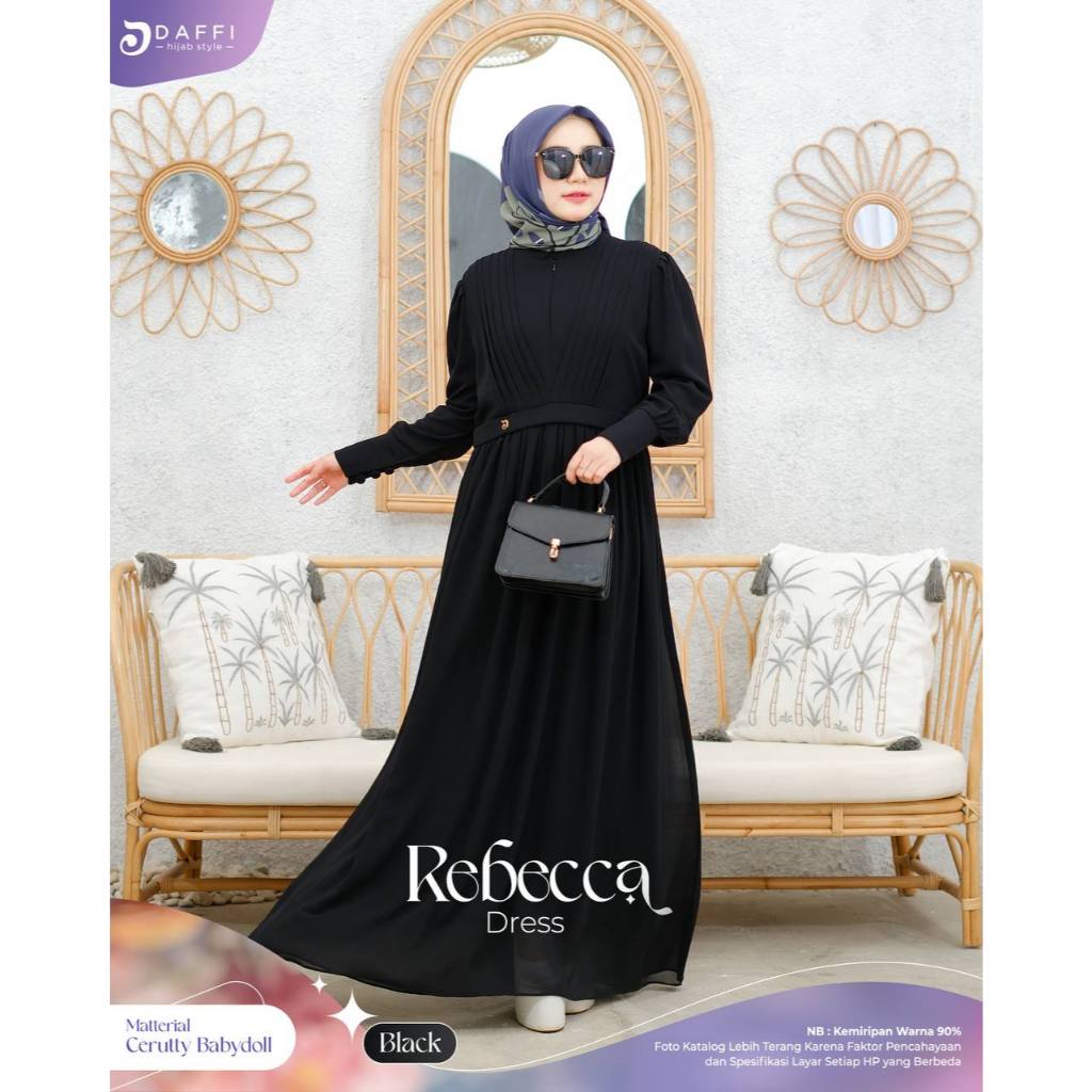 Daffi Hijab - Gamis Rebecca Series - Gamis Ceruty Babydoll