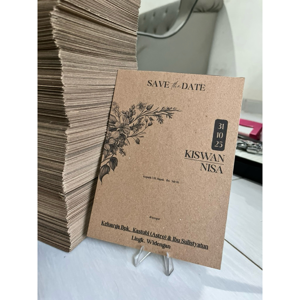 UNDANGAN SIMPLE 1 LEMBAR MURAH KERTAS KRAFT AESTHETHIC