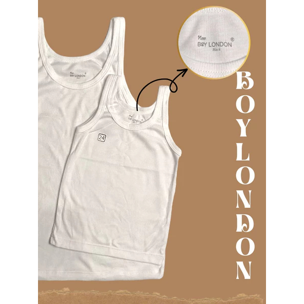 (3PCS) SINGLET ANAK BAYI BOY LONDON KAOS DALAM KATUN PREMIUM  ORIGINAL UKURAN 14-38