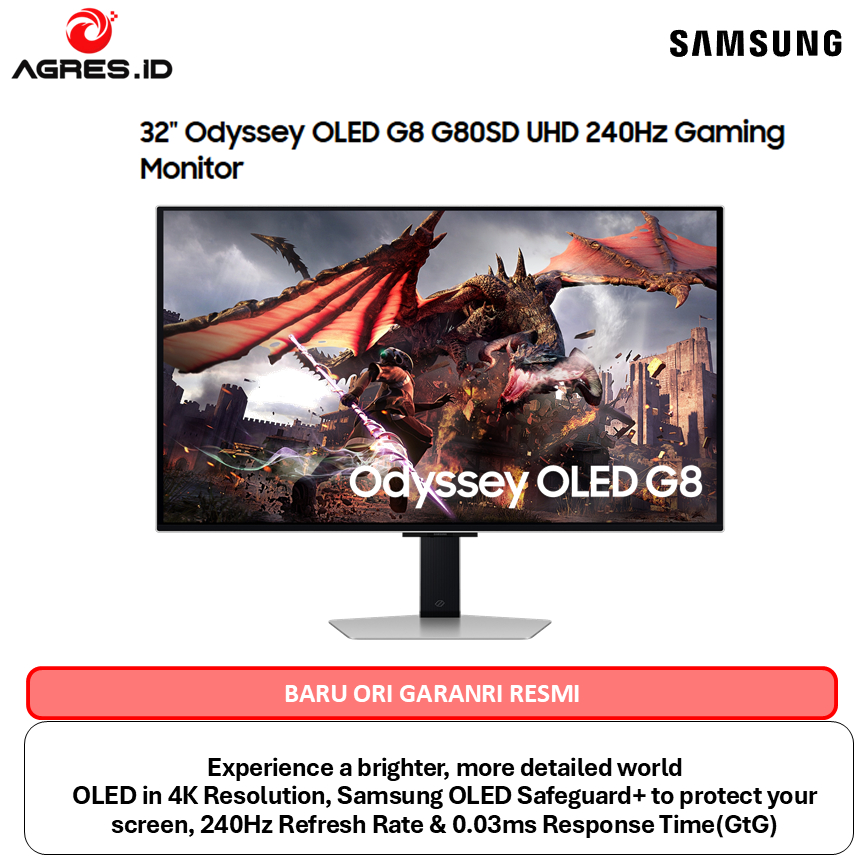 SAMSUNG 32" Odyssey OLED G8 G80SD UHD UHD 4K 2160P 240Hz Gaming Monitor