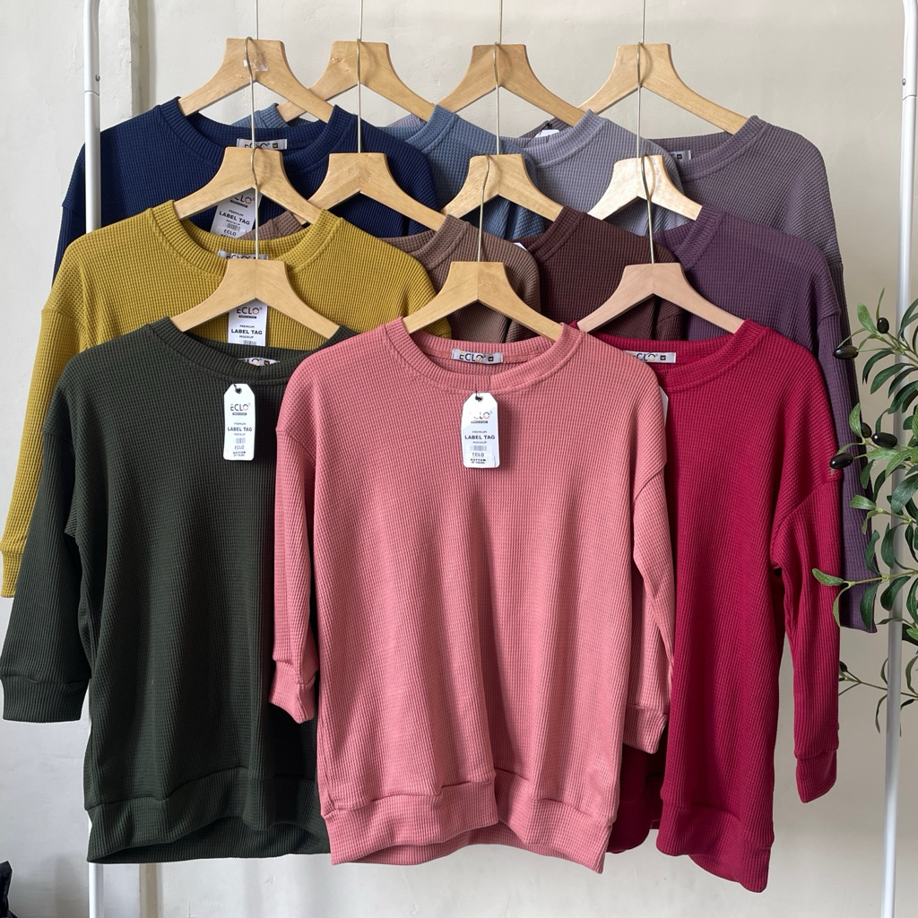 Kaos Waffle Eclo Lengan 7/8 | Kaos Wanita Murah Daily Wear Kaos Phenomenal