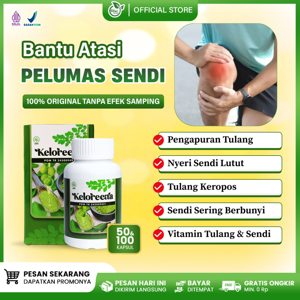 Keloreena Obat Pelumas Tulang Dan Sendi, Nyeri Sendi Lutut Kaku, Pengapuran Lutut Keropos, Lutut Ber