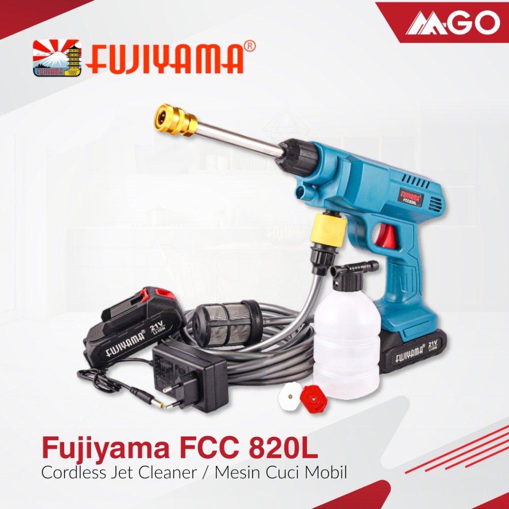 Fujiyama Cordless Jet Cleaner / Alat Cuci Mobil Baterai /  Unit Cordless Jet Cleaner 21V FCC 820L