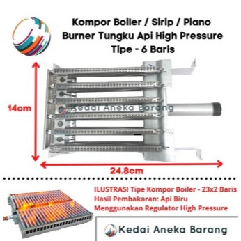 BURNER KOMPOR SIRIP BOILER OVEN KONVERSI TUNGKU API GAS LPG 6 BARIS