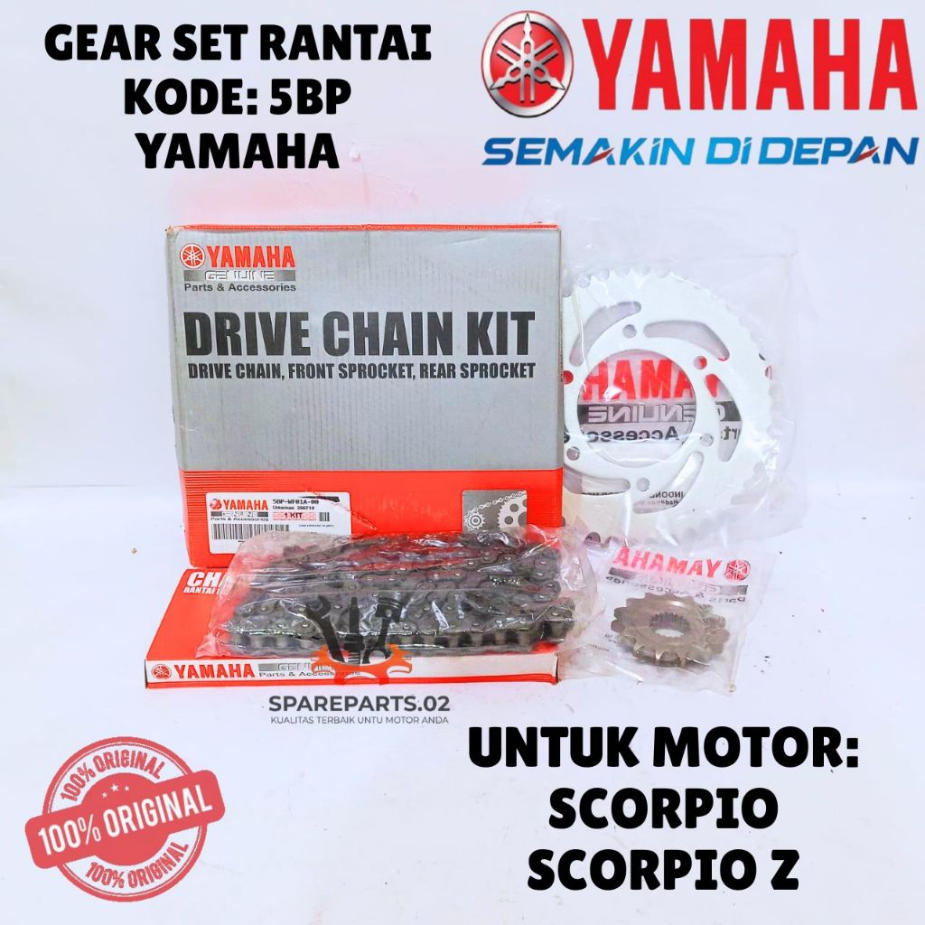 GEAR SET RANTAI ORIGINAL YAMAHA KODE 5BP, GEAR SET RANTAI SCORPIO, SCORPIO Z