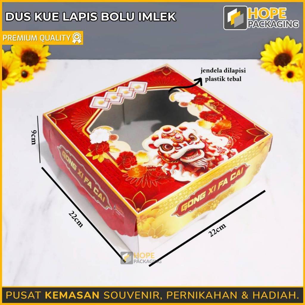 Dus Kue Lapis Bolu Imlek / Lebaran / Kotak Kue Imlek / Box Souvenir Kue Toples / Dus Lebaran / Hampe