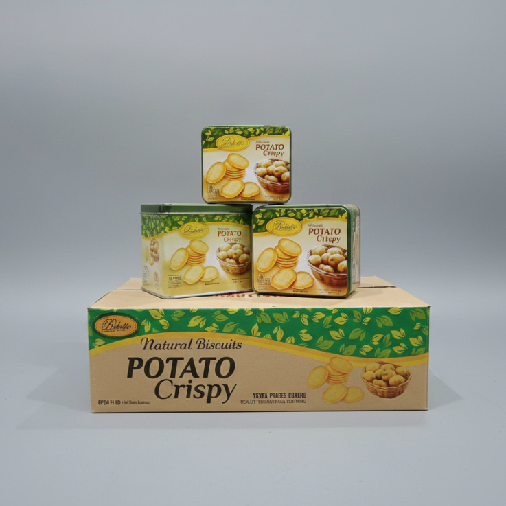 Biskotto Potato Crispy Kaleng 400gr x 10 / Biskotto Biskuit Kaleng Lebaran 1dus