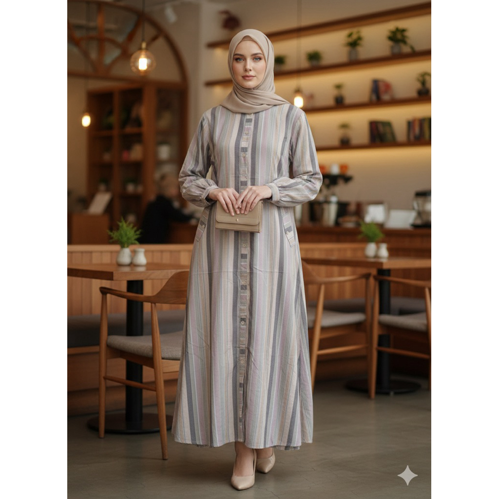 Gamis lurus Dres Dns bahan katun triset