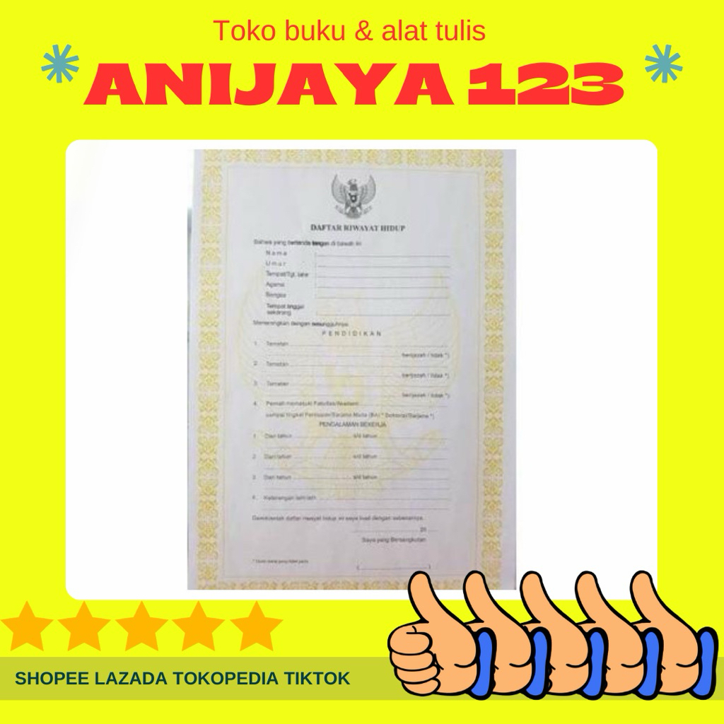 Kertas Daftar Riwayat Hidup/Blangko Daftar riwayat hidup
