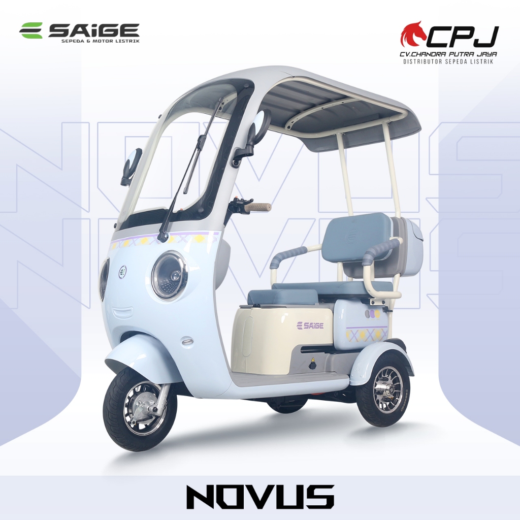 Sepeda Listrik Roda 3 Mirip Mobil SAIGE NOVUS Lucu Pink Ebike Roda Tiga Anti Air Garansi Resmi