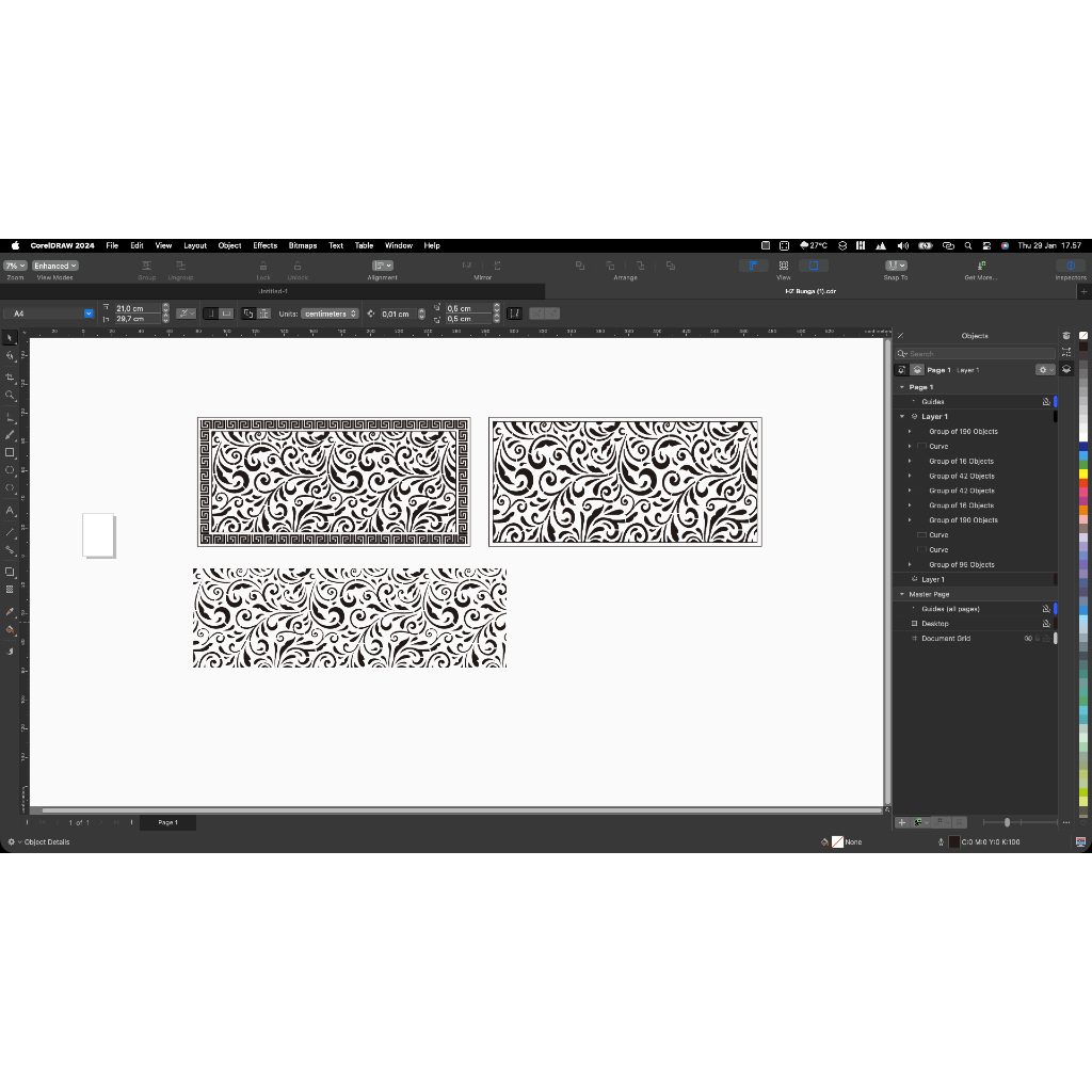 File Ornamen Laser, Plasma, Waterjet Cutting format DXF, Corel Draw A1