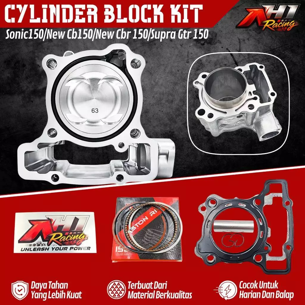 BORING BLOCK BLOK SEHER SONIC 150 R SUPRA GTR 150 NEW CB150R NEW CBR150R LED 62 MM 63 MM AH1 RACING 