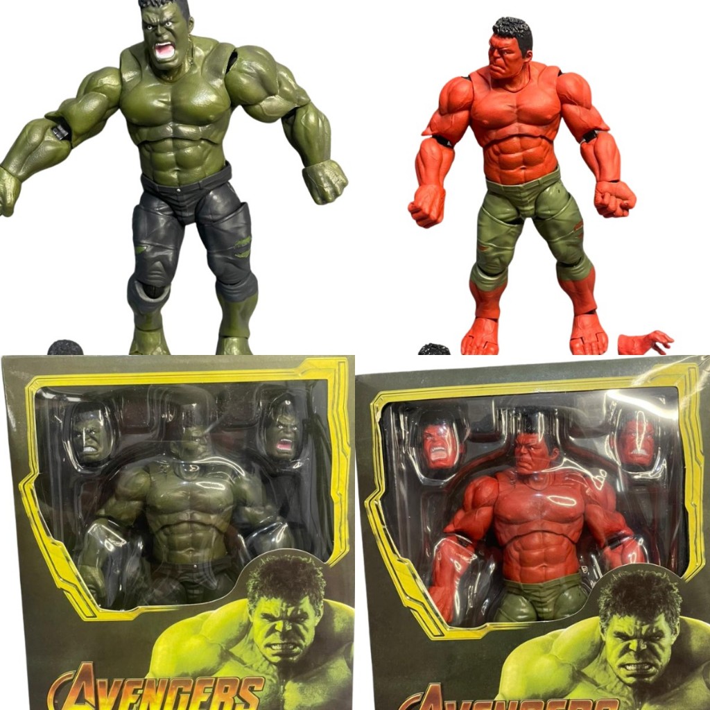 Marvel mainan figure artikulasi hulk hijau dan merah bisa di gerakkan hadiah ulang tahun dan koleksi