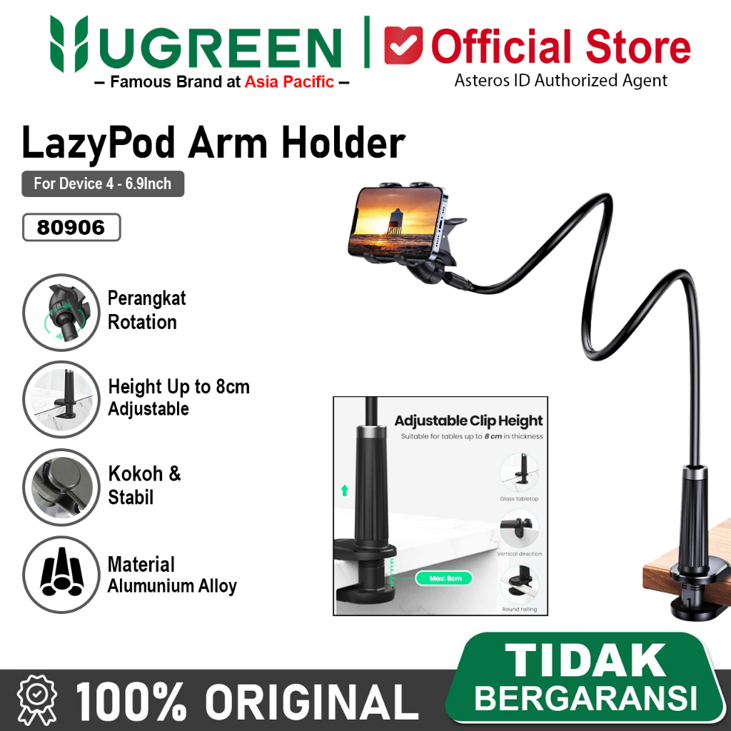 UGREEN Lazypod Stand Holder Phone 360° Penjepit Dudukan Handphone 6.9inch 80906
