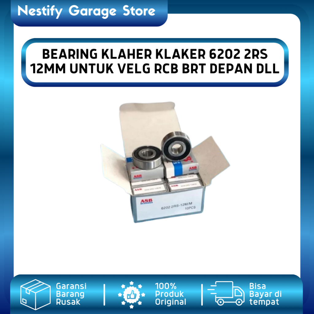 BEARING LAHER LAKER 6202 2RS 12MM VELG RCB BRT DEPAN JUPITER PNP AS HONDA CB 100 125 GL 100 125 PRO 