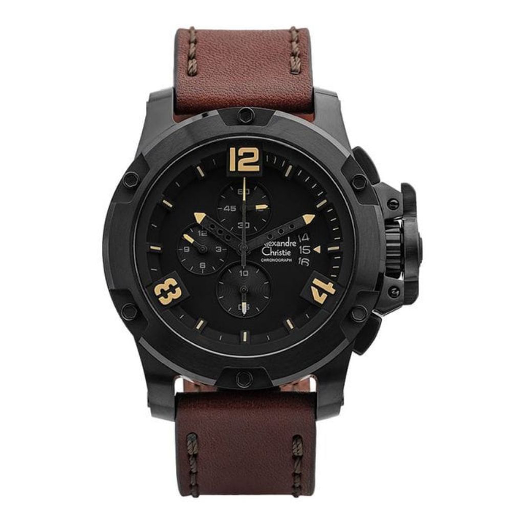 JAM TANGAN PRIA ALEXANDRE CHRISTIE 6395 ORIGINAL BROWN BLACK