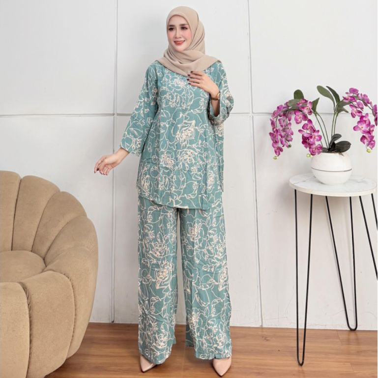 Setelan Celana Kulot LD 110 Kekinian One set Rayon Premium Celana Kulot Set Busui Friendly