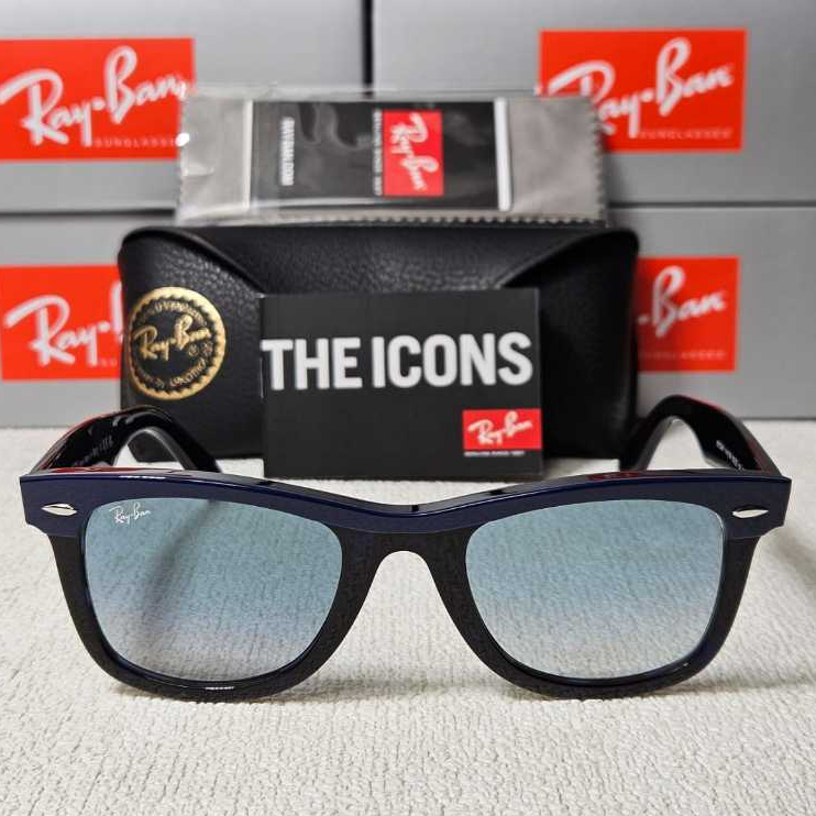 Kacamata Rayban Wayfarer Street Neat RB2240 1445/3M 50-22 Frame Polished Blue On Havana Lenses Blue 