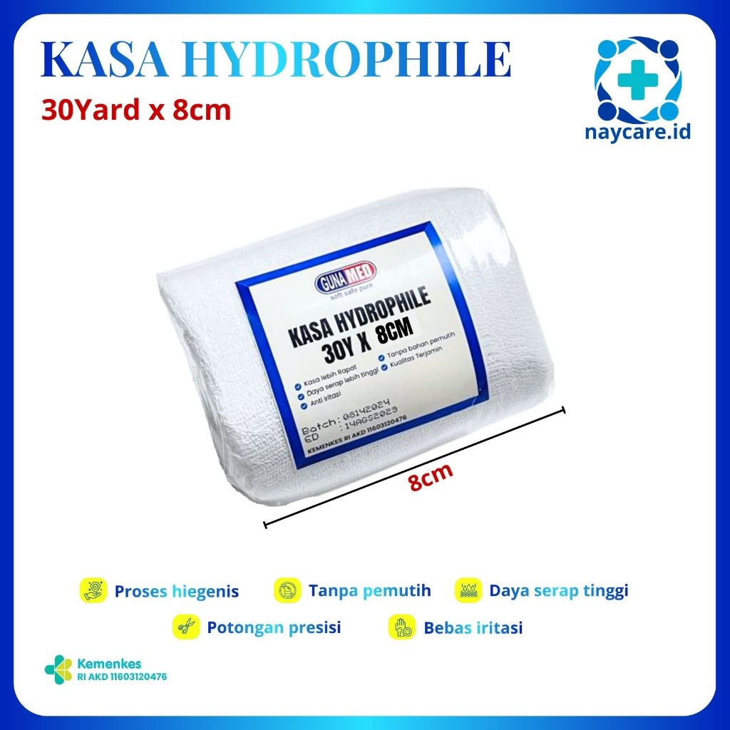 KASA HYDROPHILE GUNAMED 30Y x 8CM KASA GULUNG / KASA BESAR / KASA GANTI PEMBALUT LUKA / KASA STERIL 