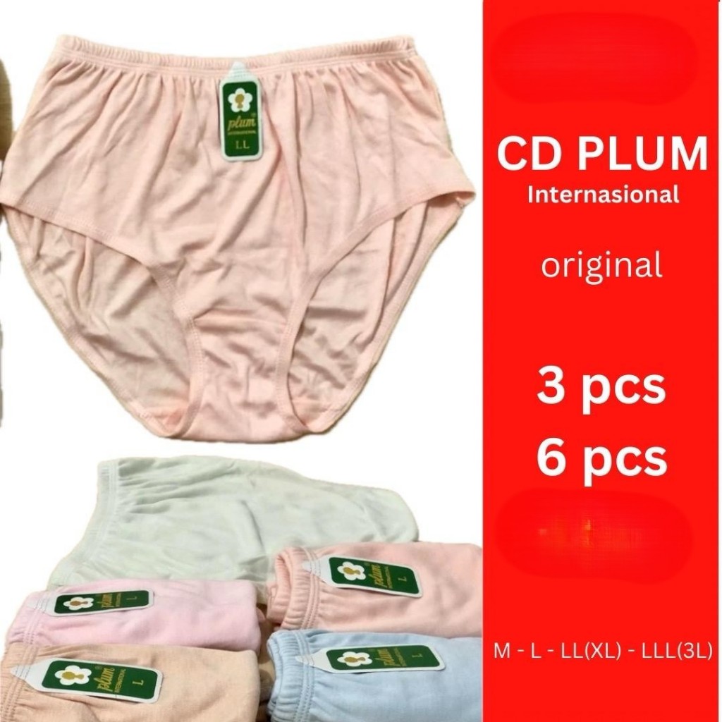 6 pcs CD PLUM ORI favorit ibu lembut lusinan / Celana Dalam Wanita Plum 559 L | LL | LLL | L4 TANPA 