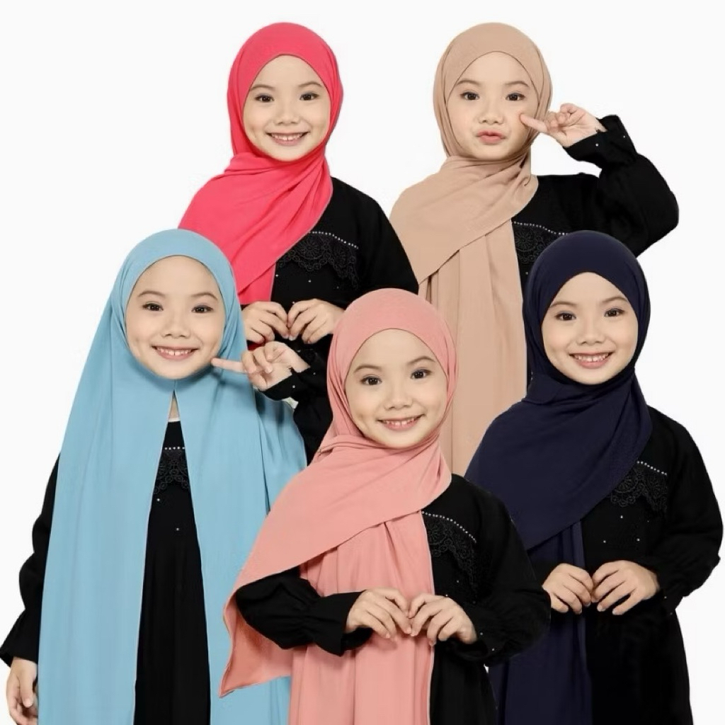 Hijab Pashmina Anak Instan / Jilbab Pashmina Instan Anak Jersey 3-10 Tahun