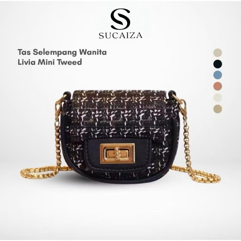 Tas Selempang Wanita Koin Livia Tweed Tas mini Imut