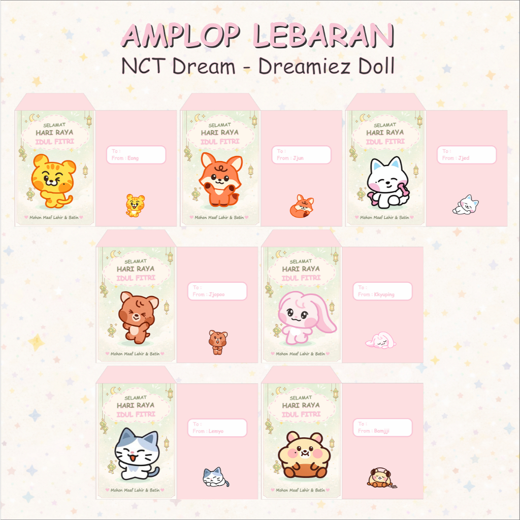 Amplop Lebaran / THR / Amplop Ganteng NCT Dream Line Friends Kpop K-pop Custom Tulisan Nama Dreamiez