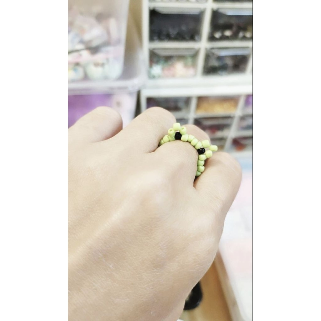 Cincin Manik Lucu Aesthetic - Frog Beads Ring